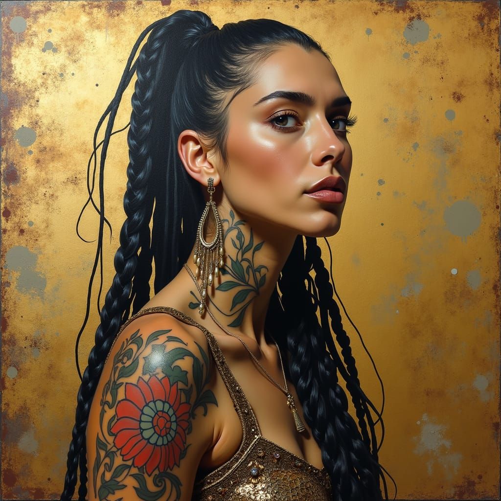 Latina Warrior: Surreal Oil Painting in Dali Style