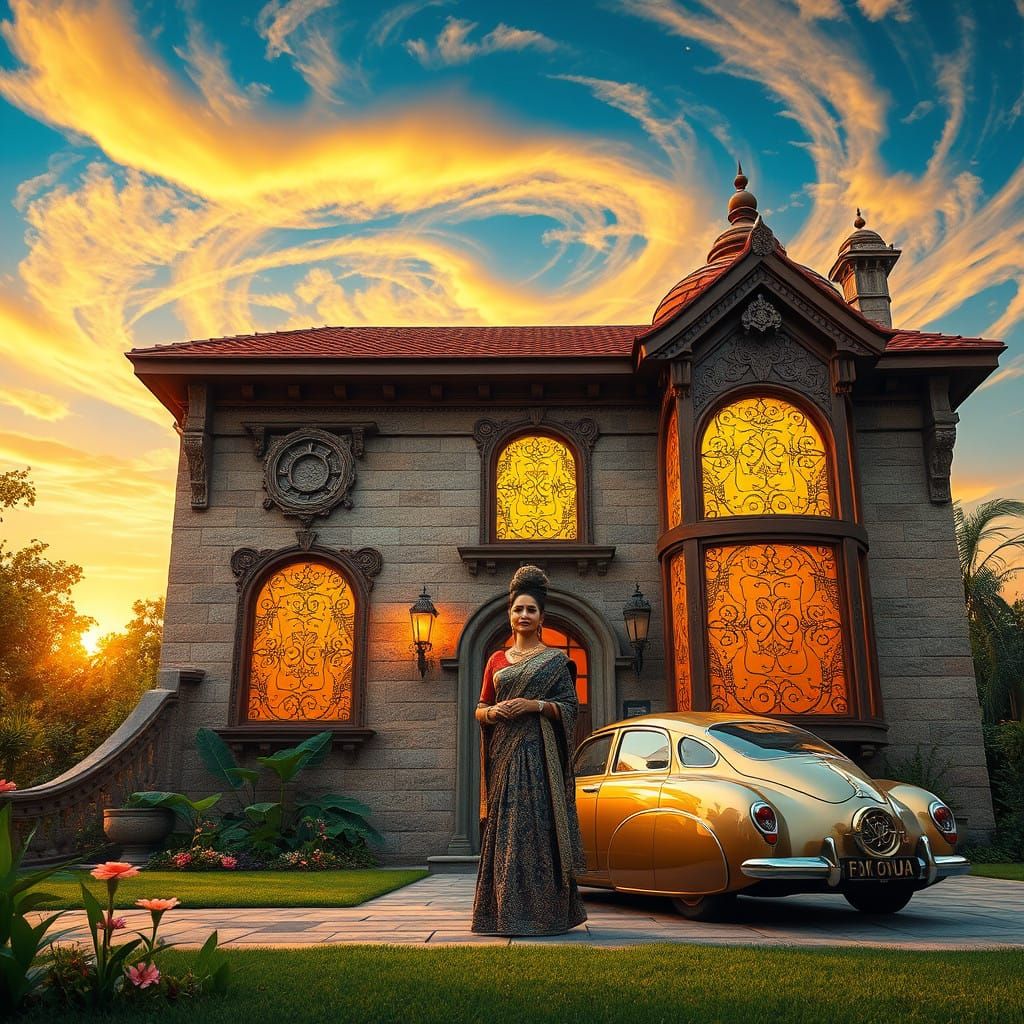 Retro futuristic Indian house