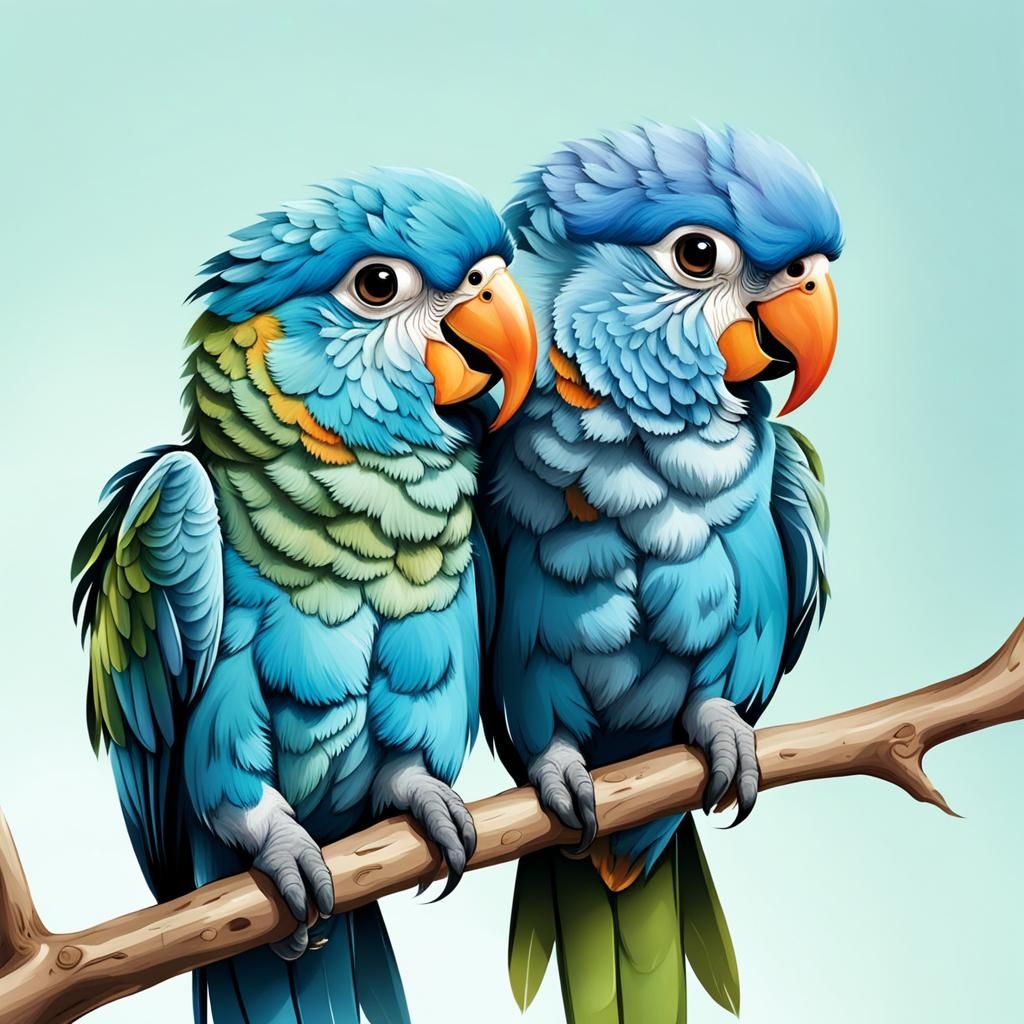 Charming Parrot Illustration Captures Playful Joy