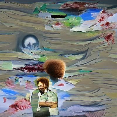 Surreal Portrait of Bob Ross Losing Sanity