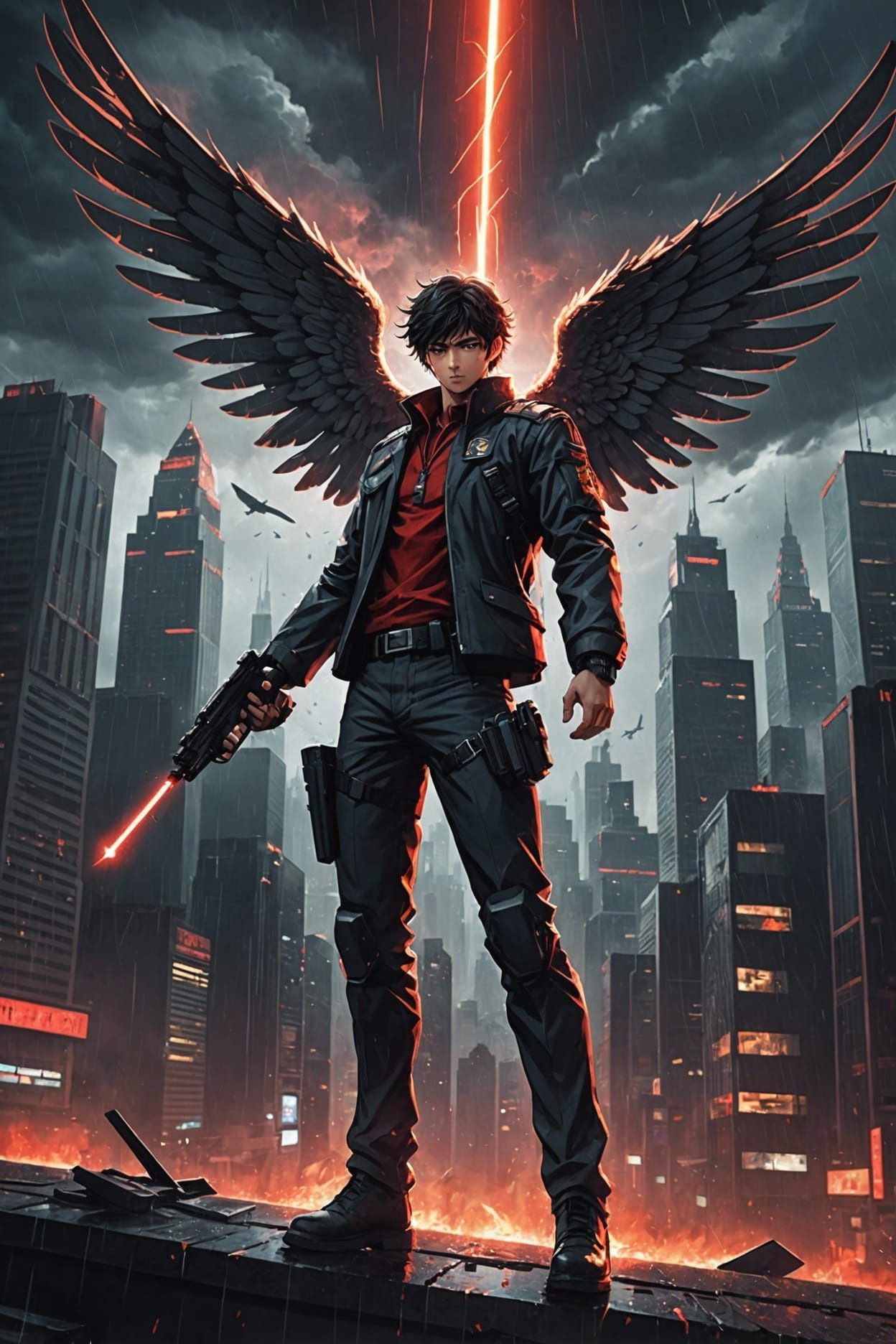 Fallen Angel Descends on City: Anime Style