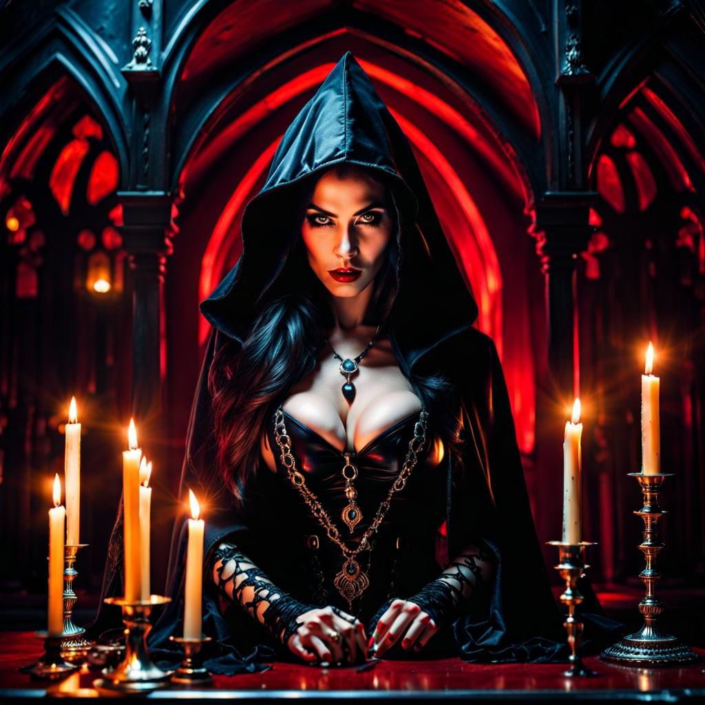 Gothic Mistress Portrait in Vampire Style