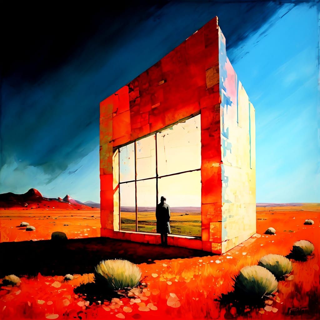 Art Brute Landscape Encaustic Painting