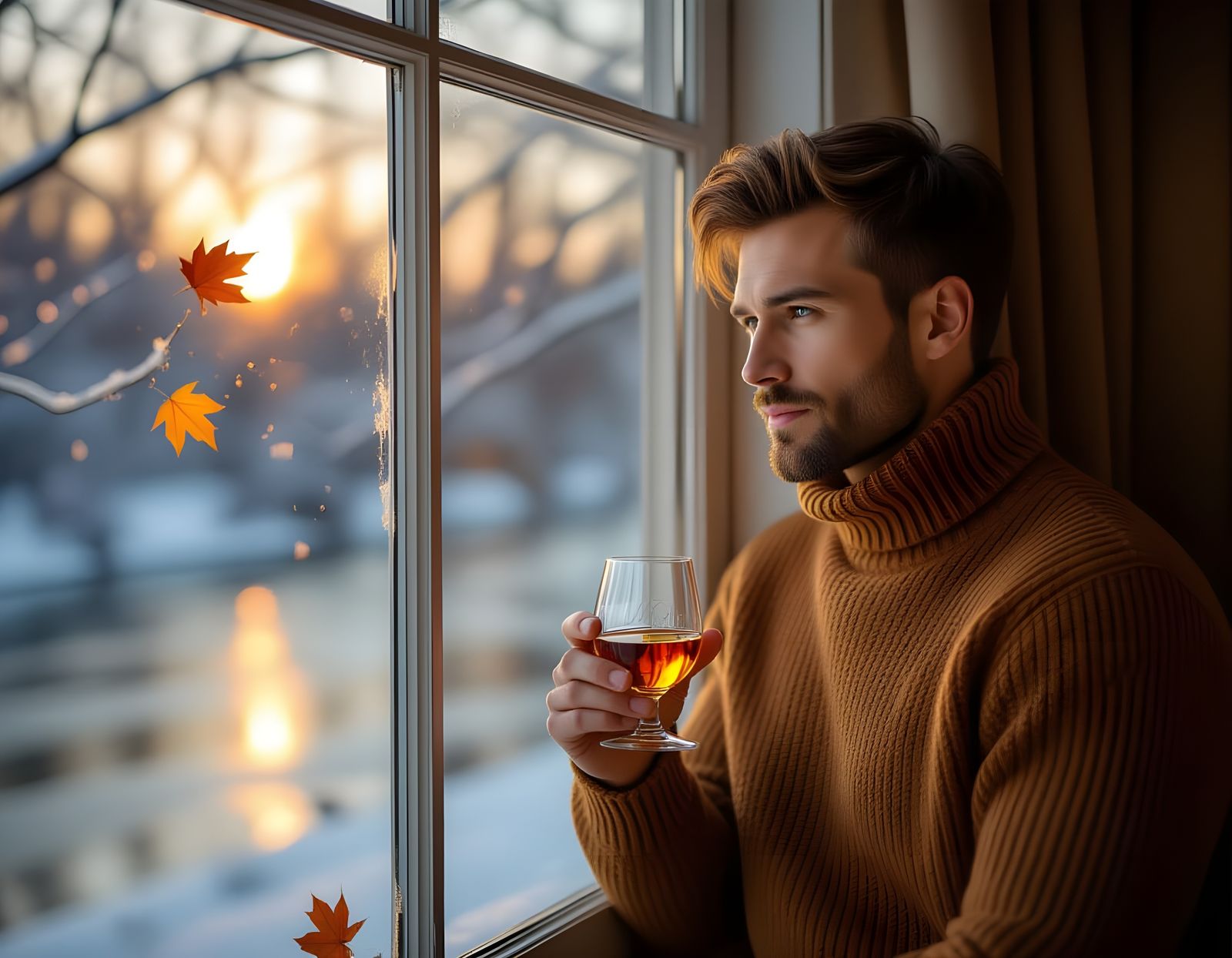 Man by Window as Autumn Ends, Winter Approaches