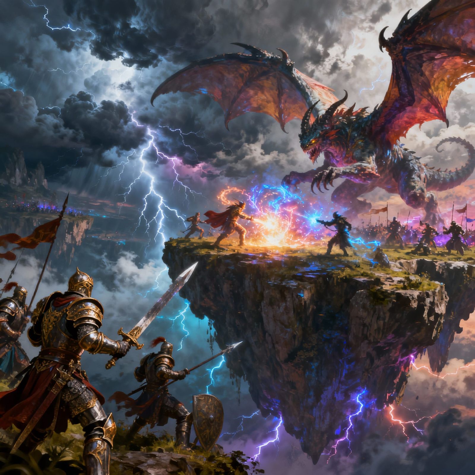 Epic Fantasy Battle on Floating Island