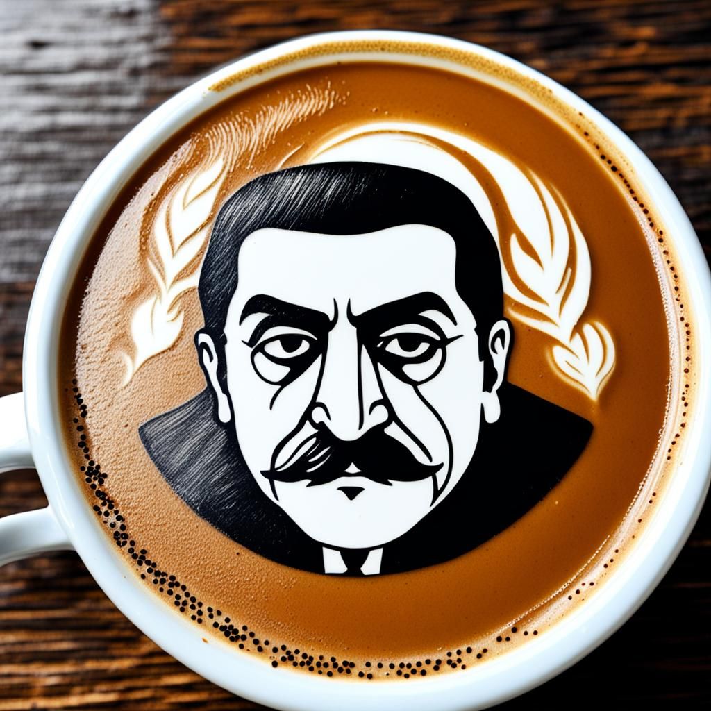 Latte Art Portrait of a Turkish Mafia Boss
