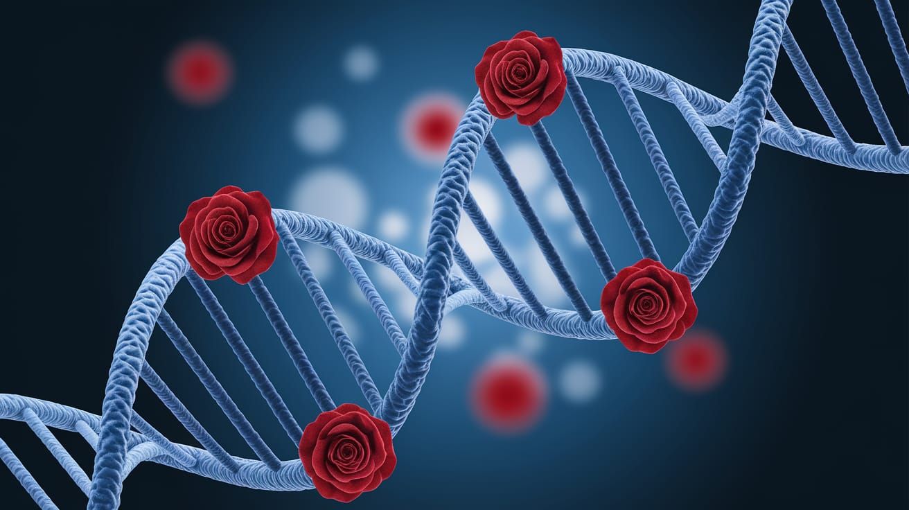 Realistic DNA Double Helix with Roses in Photorealistic Styl...