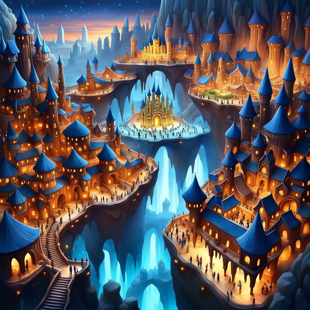 Spectacular Underground City in Fantasy Digital Art