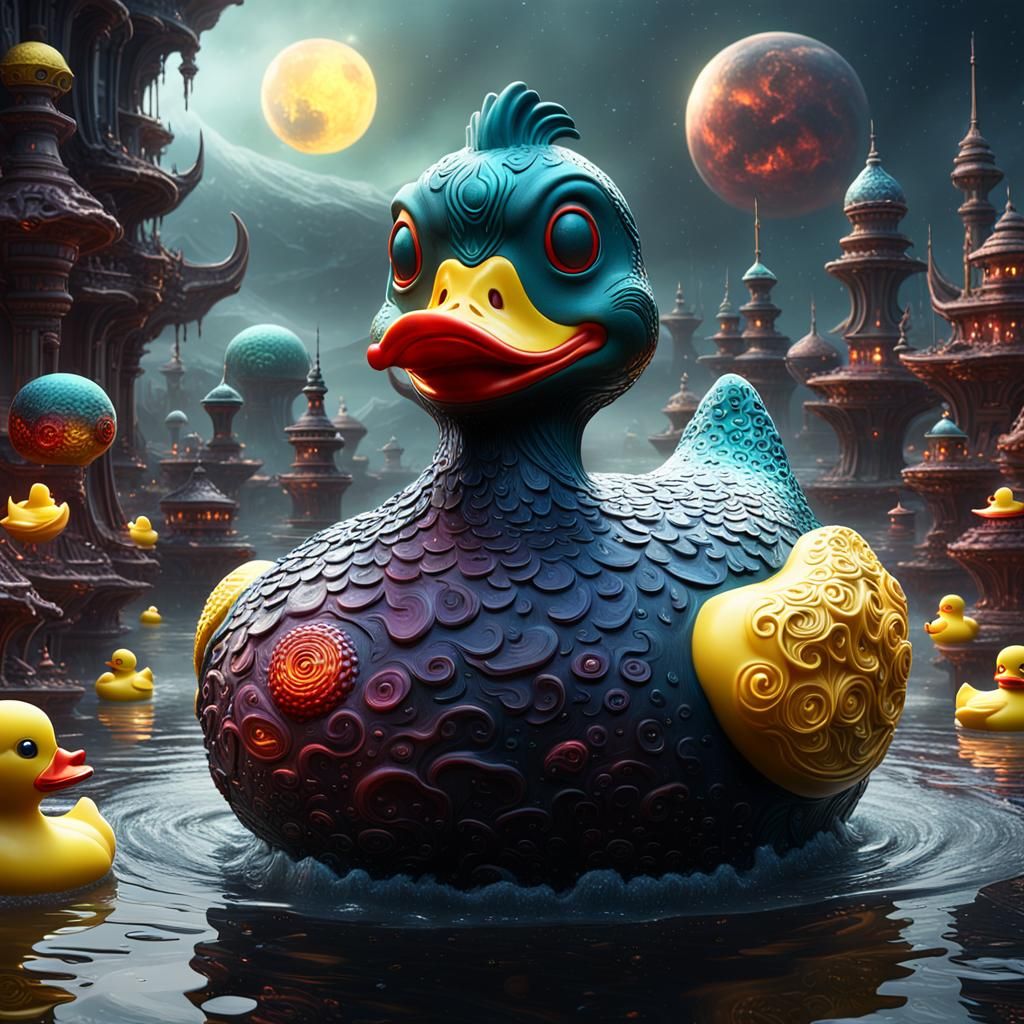 Extraterrestrial Devil Rubber Ducky in Detailed Matte Style