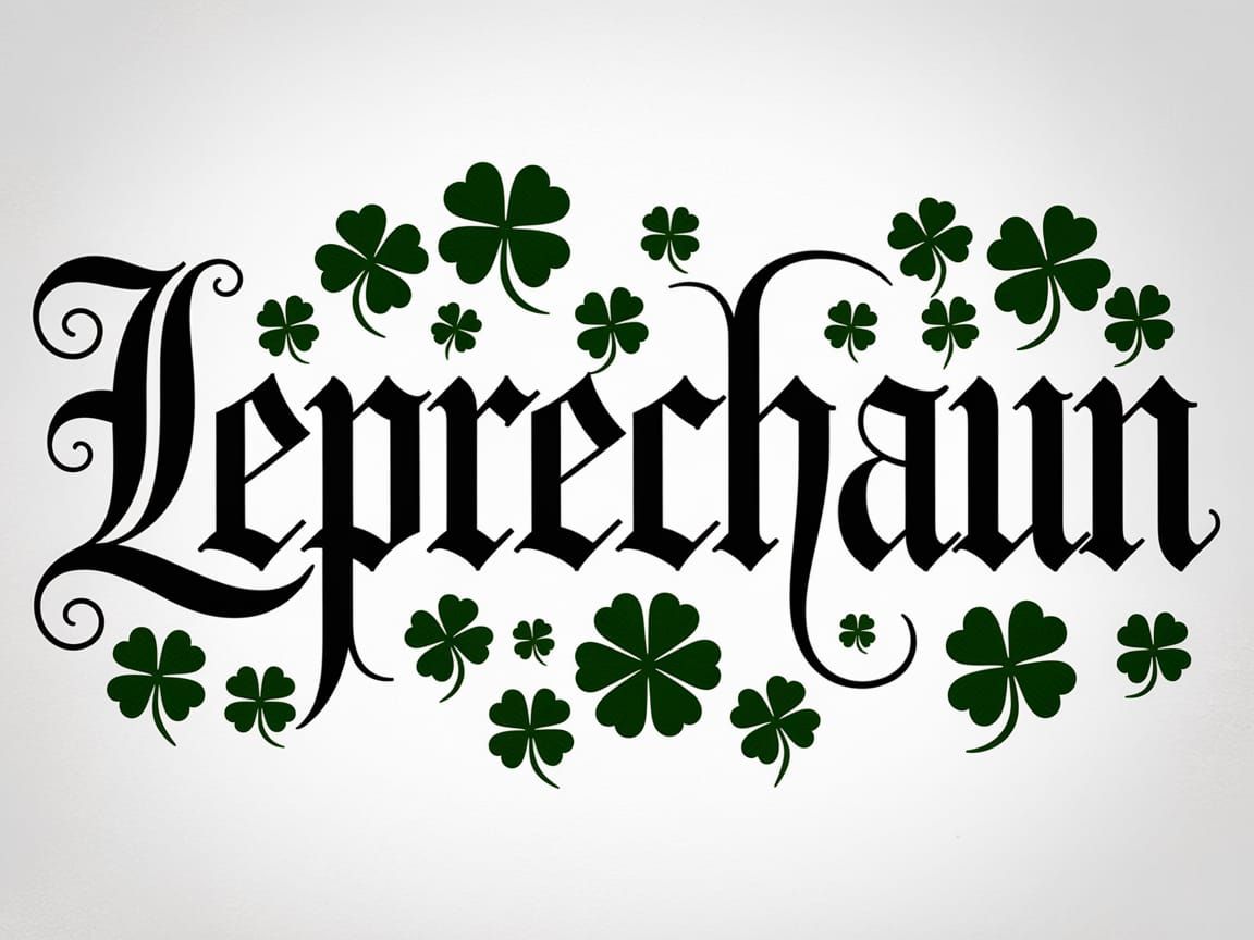 Leprechaun in Blockprint Calligraphy on Vellum