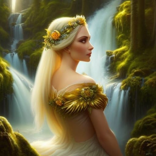 A thoughtful, pretty flower fairy in Elveden forest