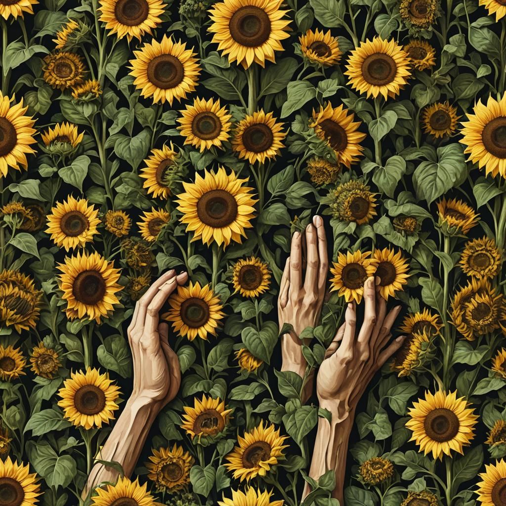 Sunflower Hands Holding a Forest