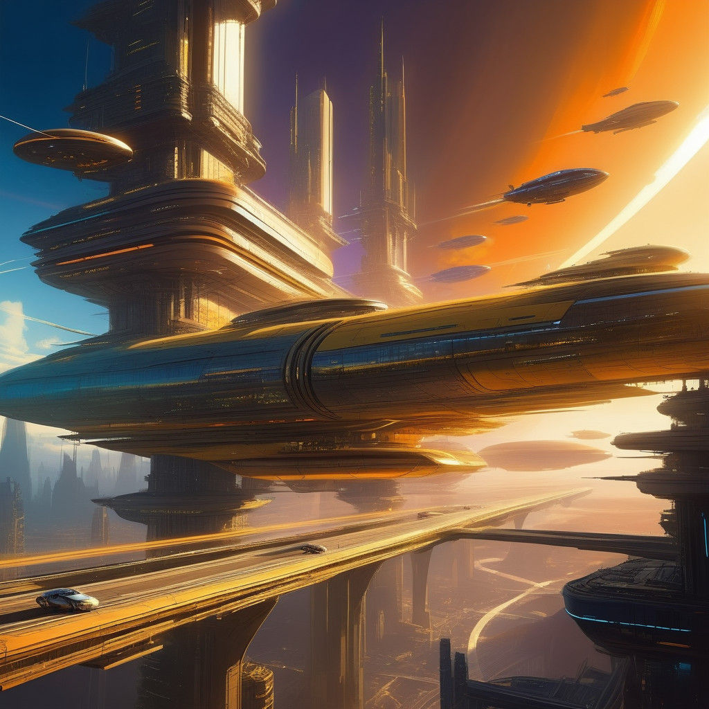 Breathtaking Cityscape at Sunrise in Vibrant Oil Painting St...