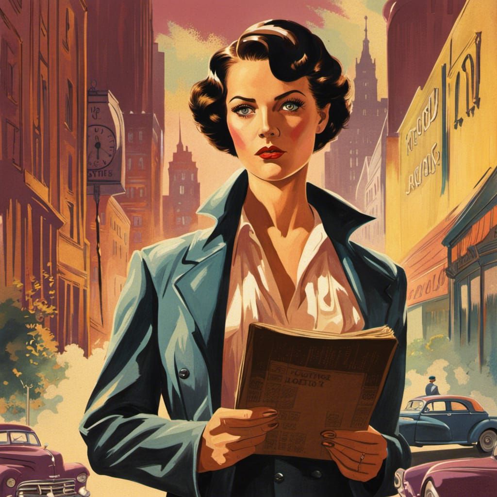 Retro Pulp Novel Cover Art: Detective and Woman