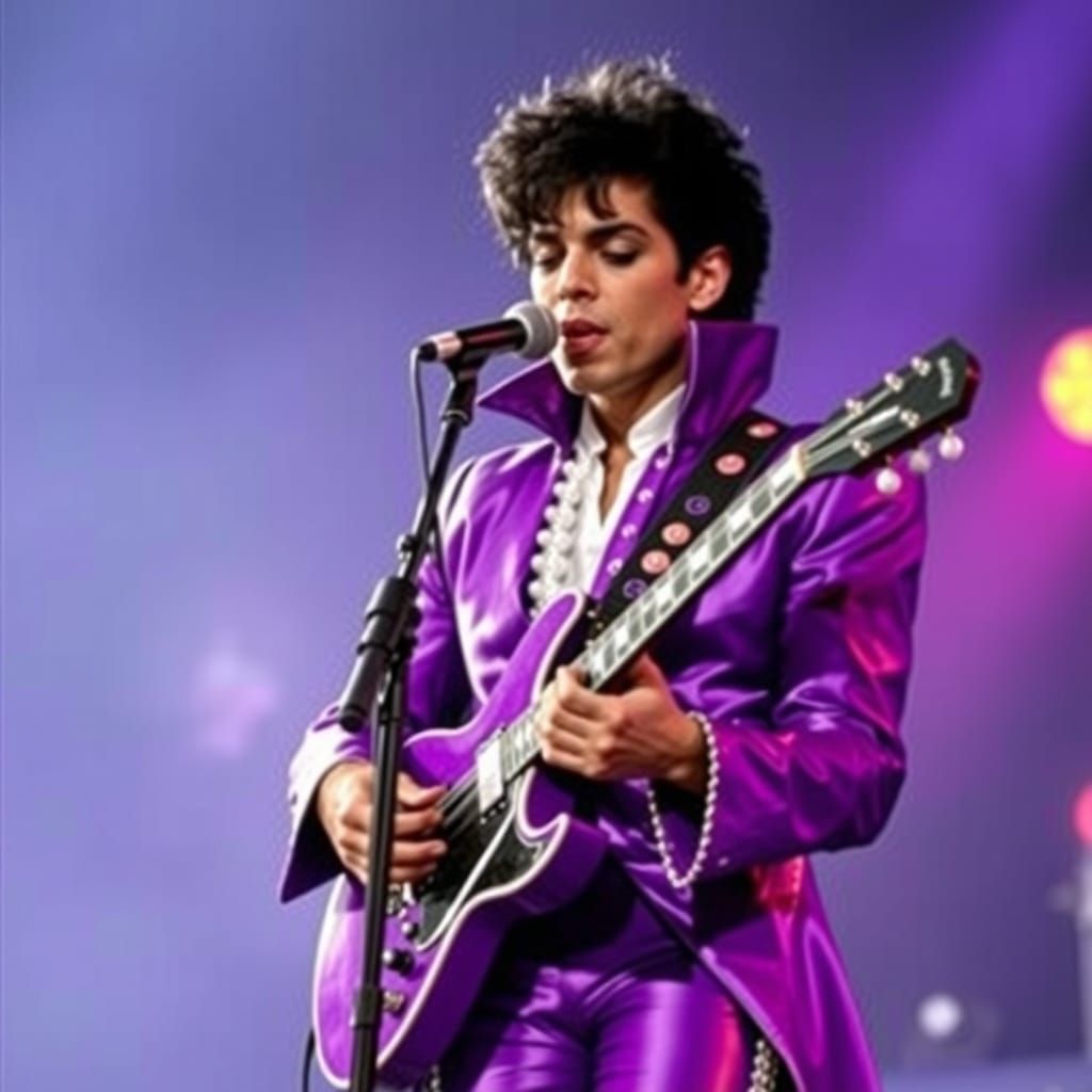Prince Performs Under Purple Haze