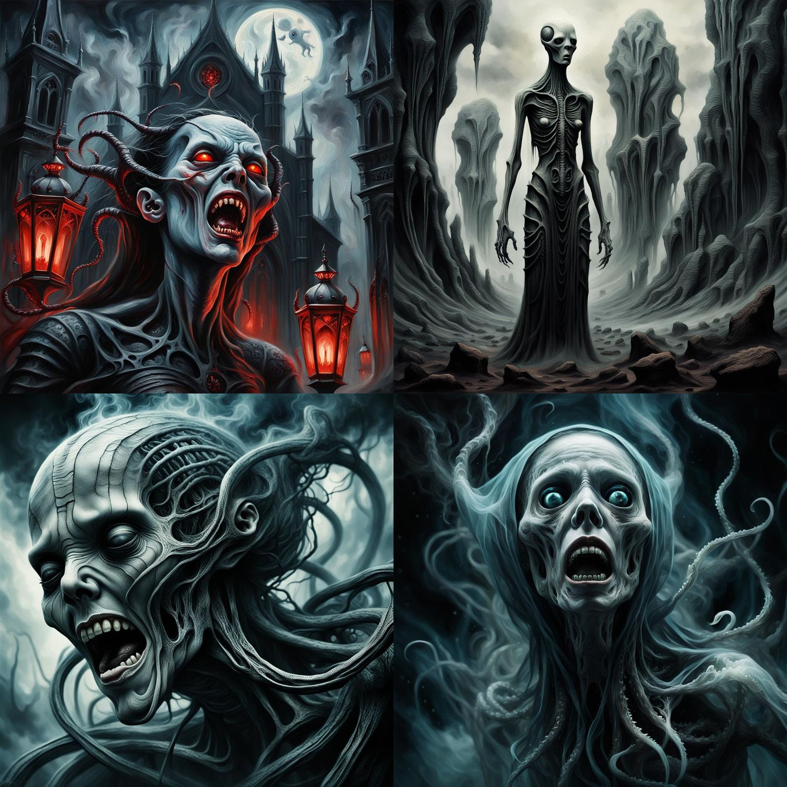 Alien Ghost Woman: Surreal Horror Art