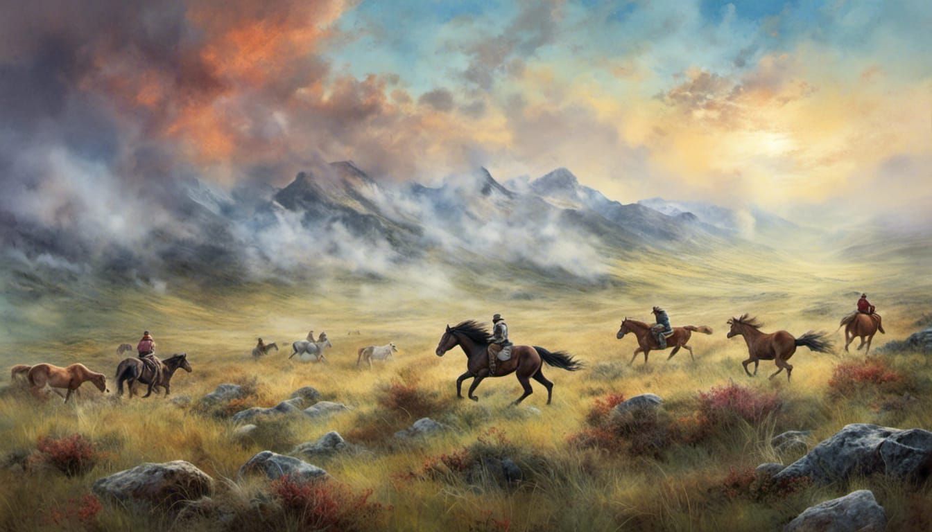 Wild Horses Gallop Freely in Watercolour Fantasy