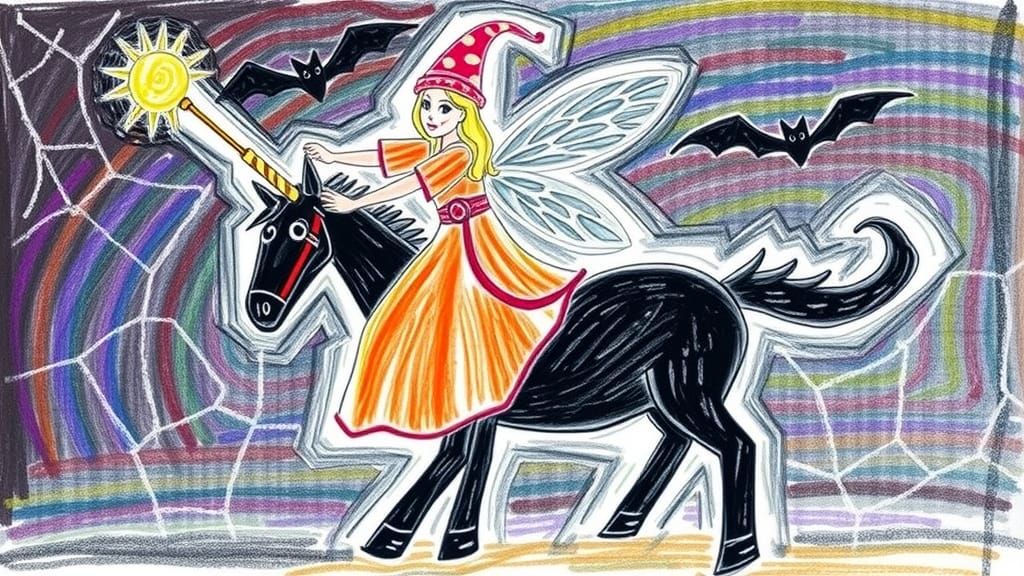 Badly drawn Crude, child-like drawing, crayons style,  winge...
