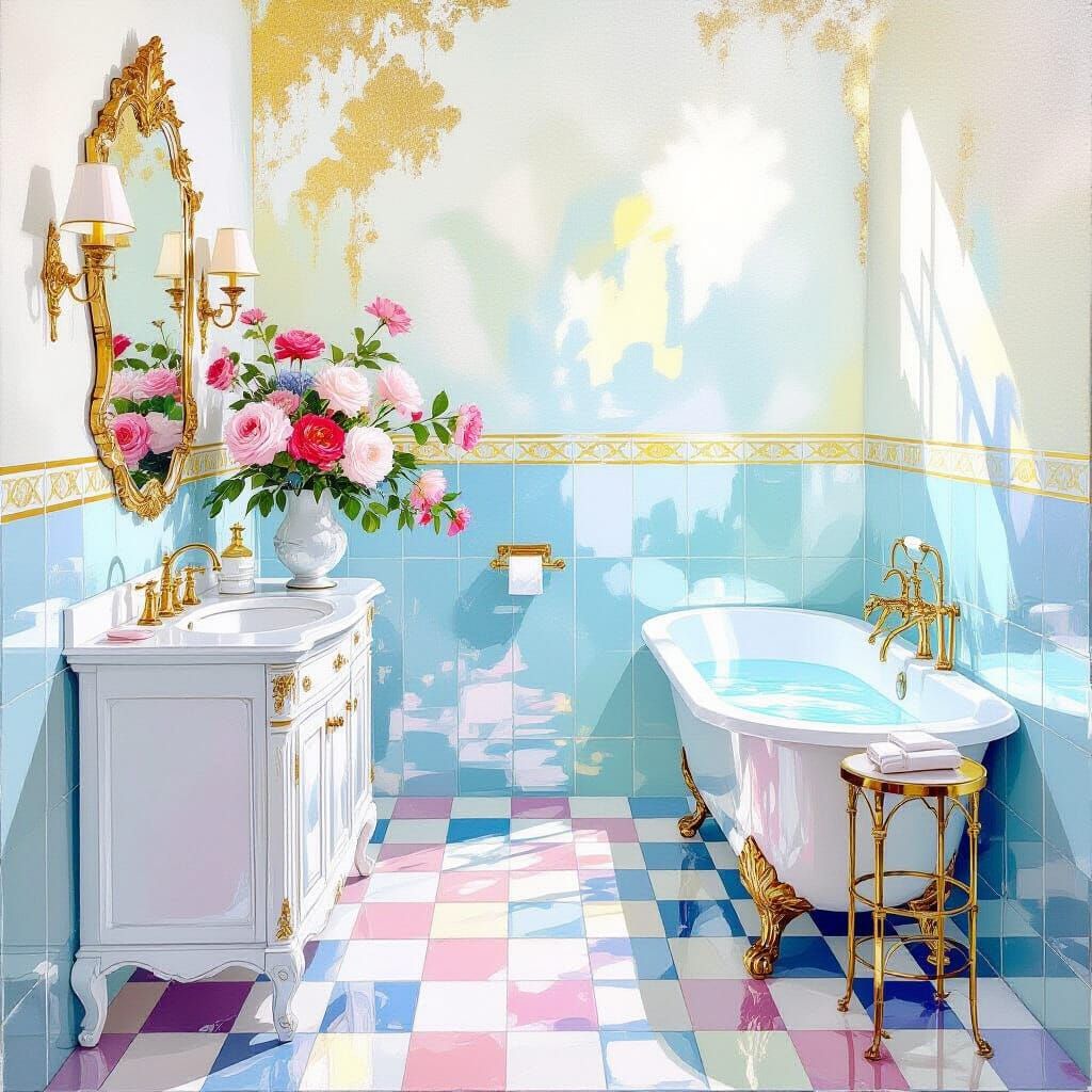Metamodern Bathroom with Rococo and Impressionist Influences