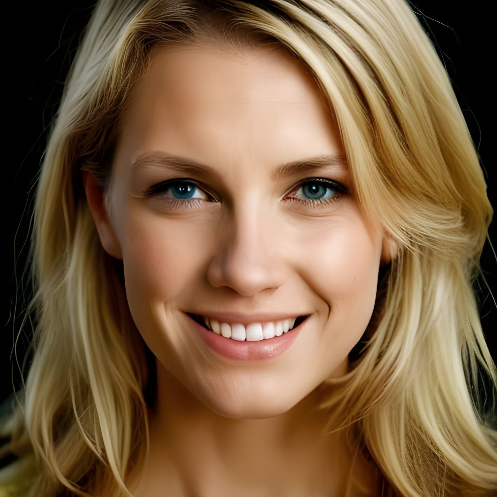 Realistic Portrait of Smiling Blonde Woman