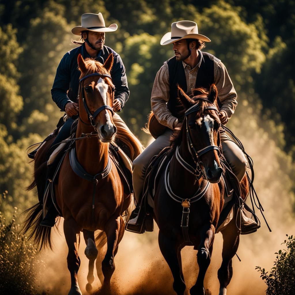 Two Riders in Hyperrealistic Cinematic Style