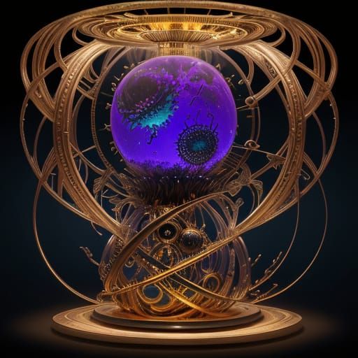 Surrealistic Masterpiece: Ferrofluid Tesseract Over a Serene...