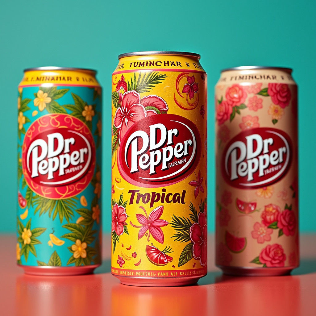 Dr. Pepper Tropical Flavors: Art Deco Hawaiian Design