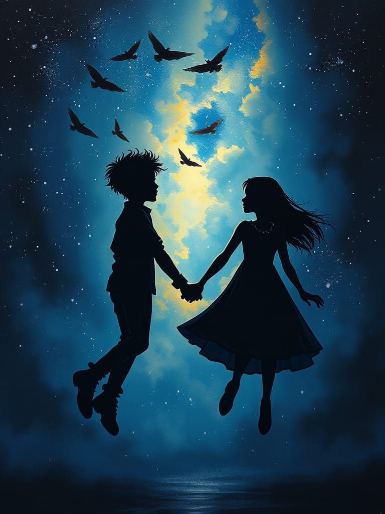 Magical Youthful Duo Soars into the Night