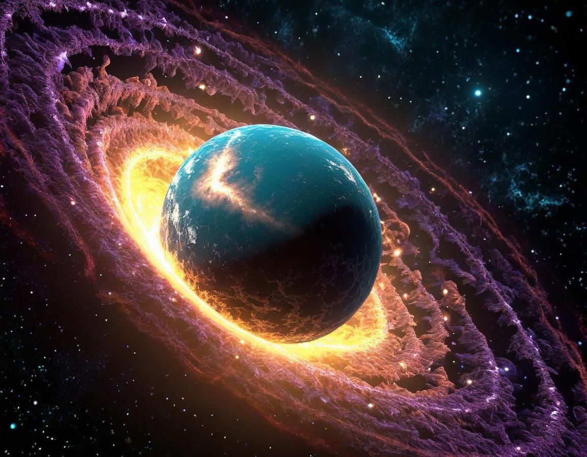 Hyperdetailed 3D Render of Cosmic Atomic Extremes