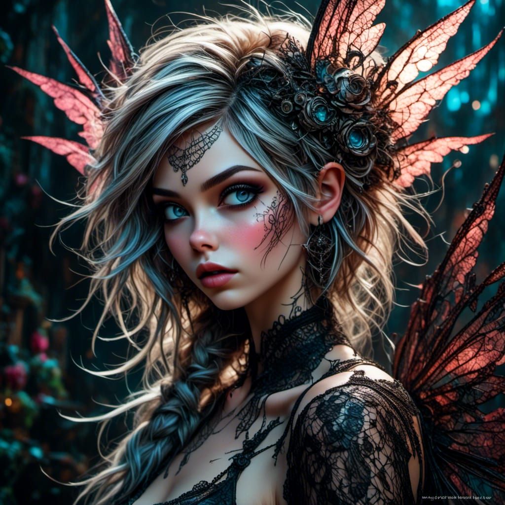 Cyberpunk Fairy with Mechanical Wings