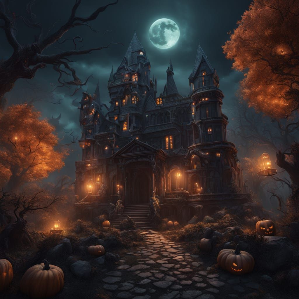 Spooky Night Fantasy Matte Painting