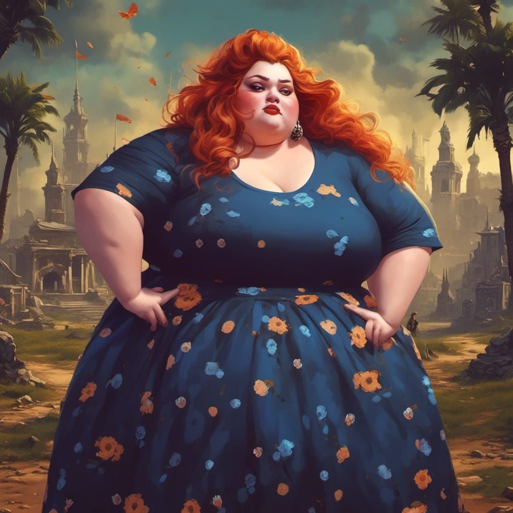 Plus-Size Woman with Exaggerated Features