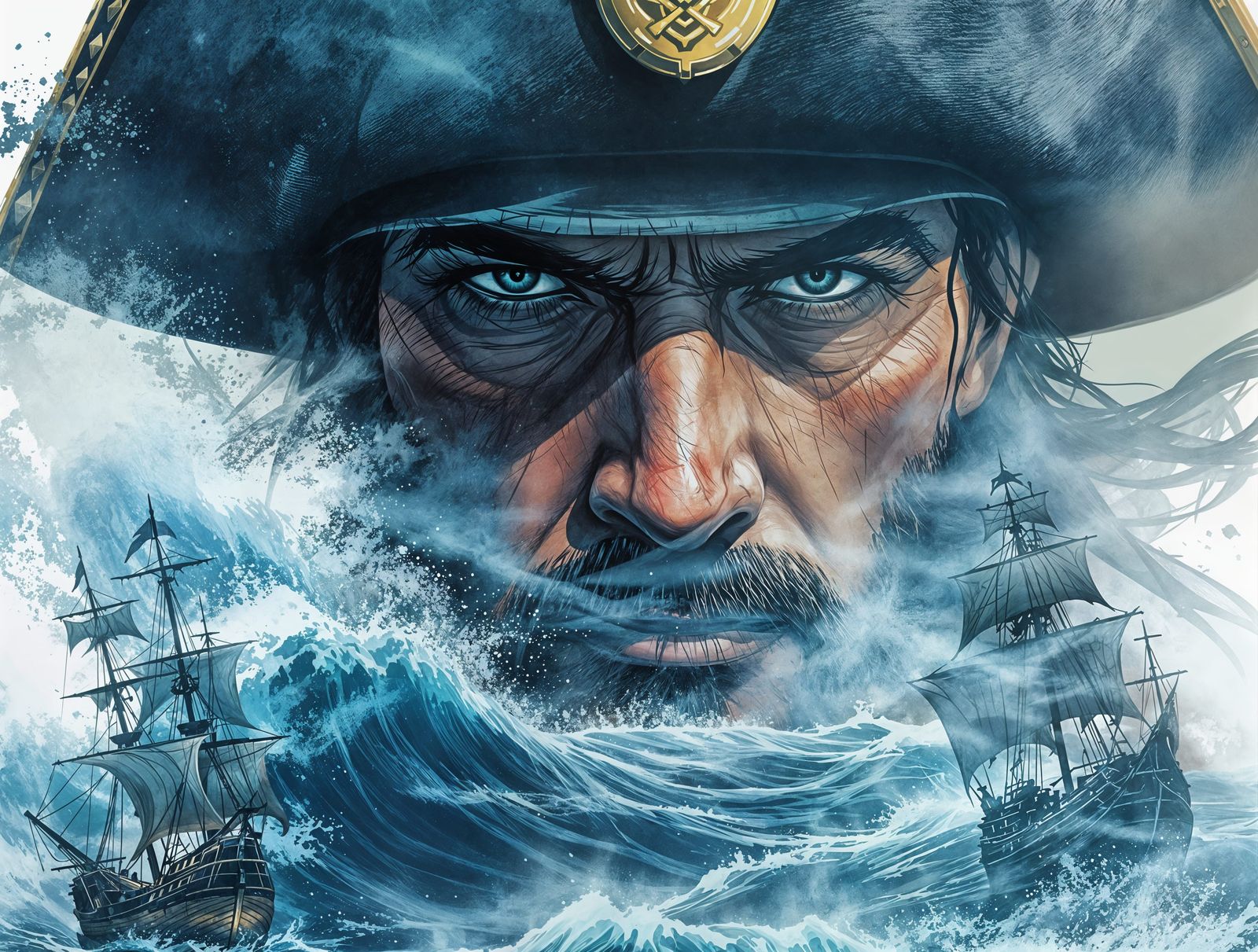 Mystical Pirate Captain in Epic Ocean Seascape