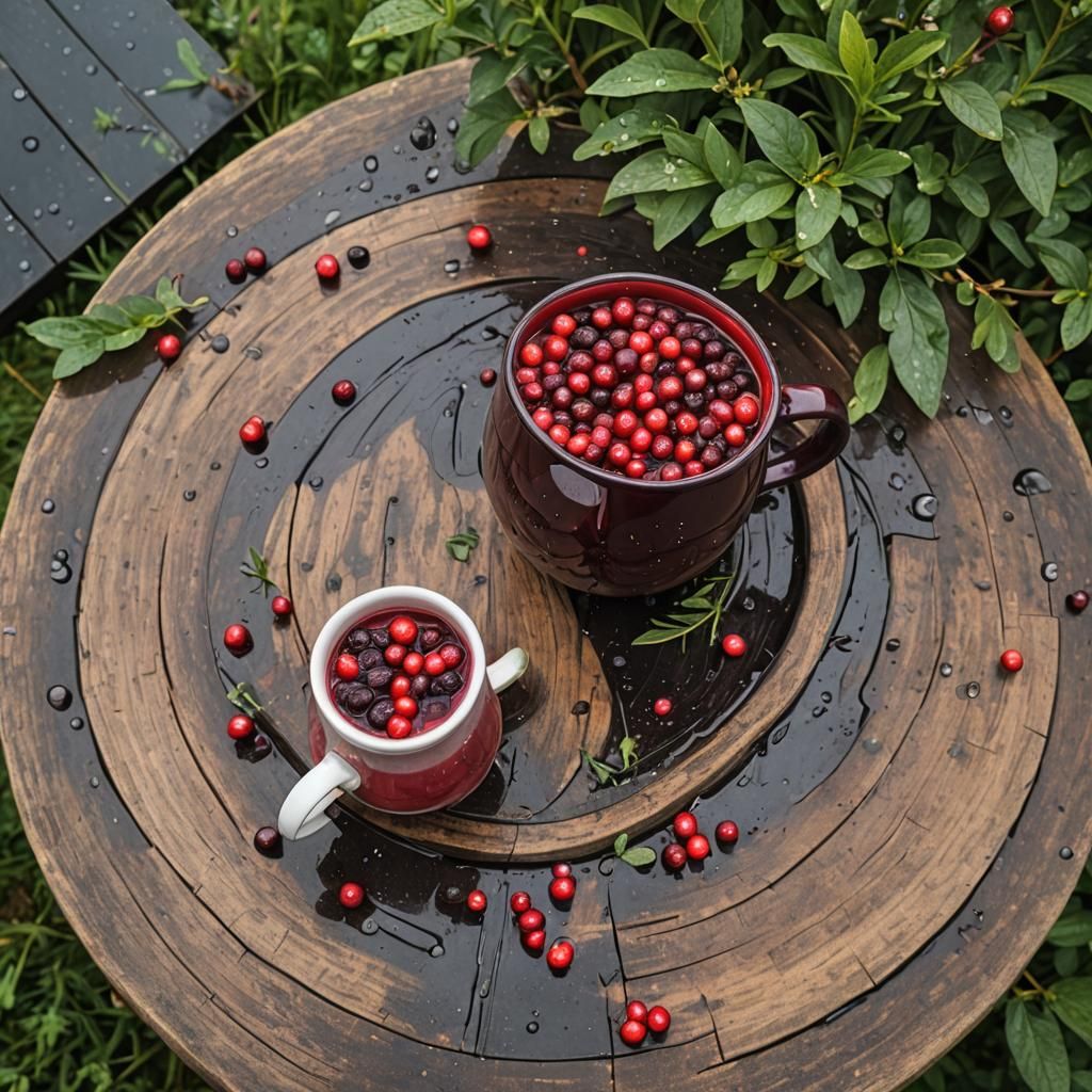 Rainy Garden Cranberry Mug Still Life