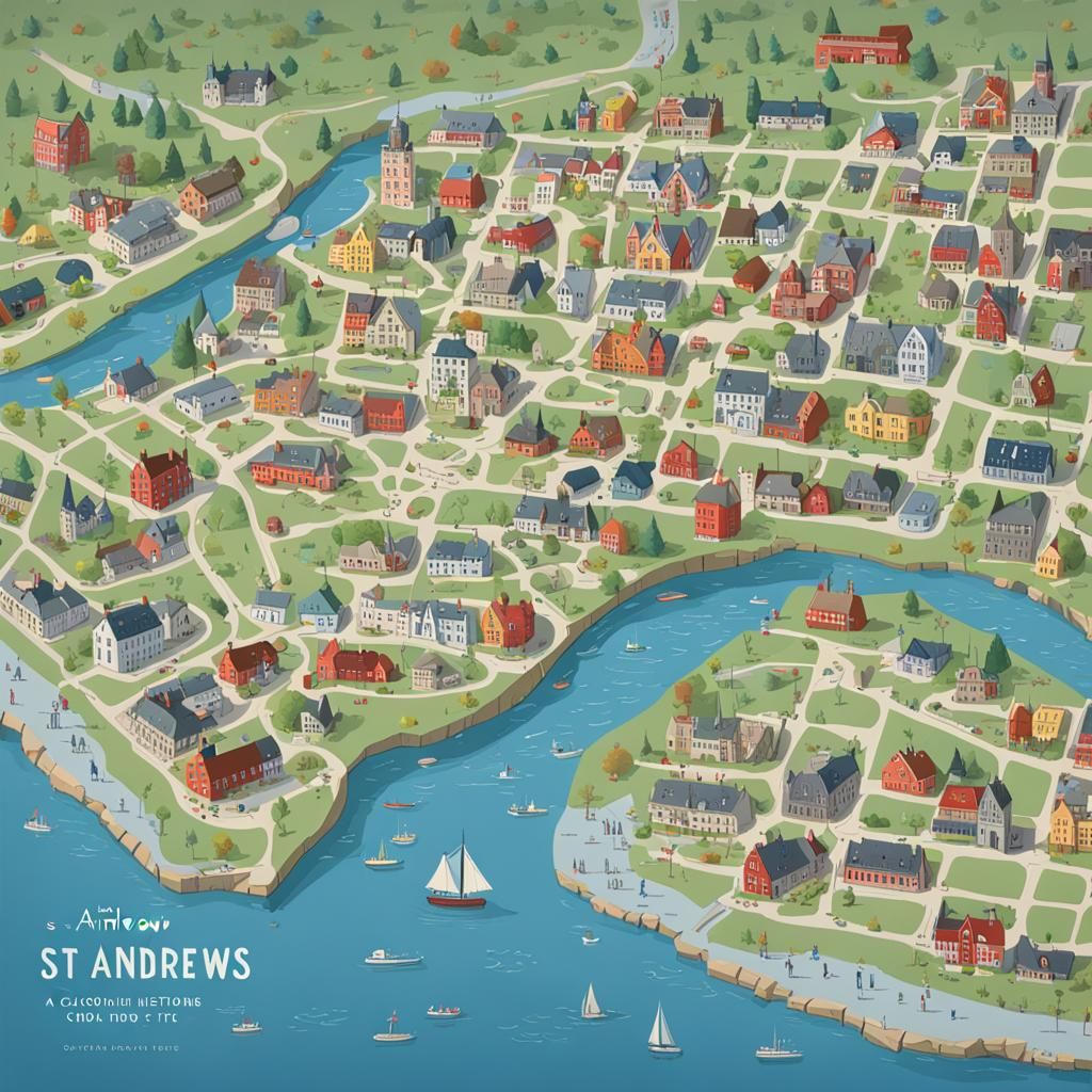 Colorful Historic Map of St. Andrews