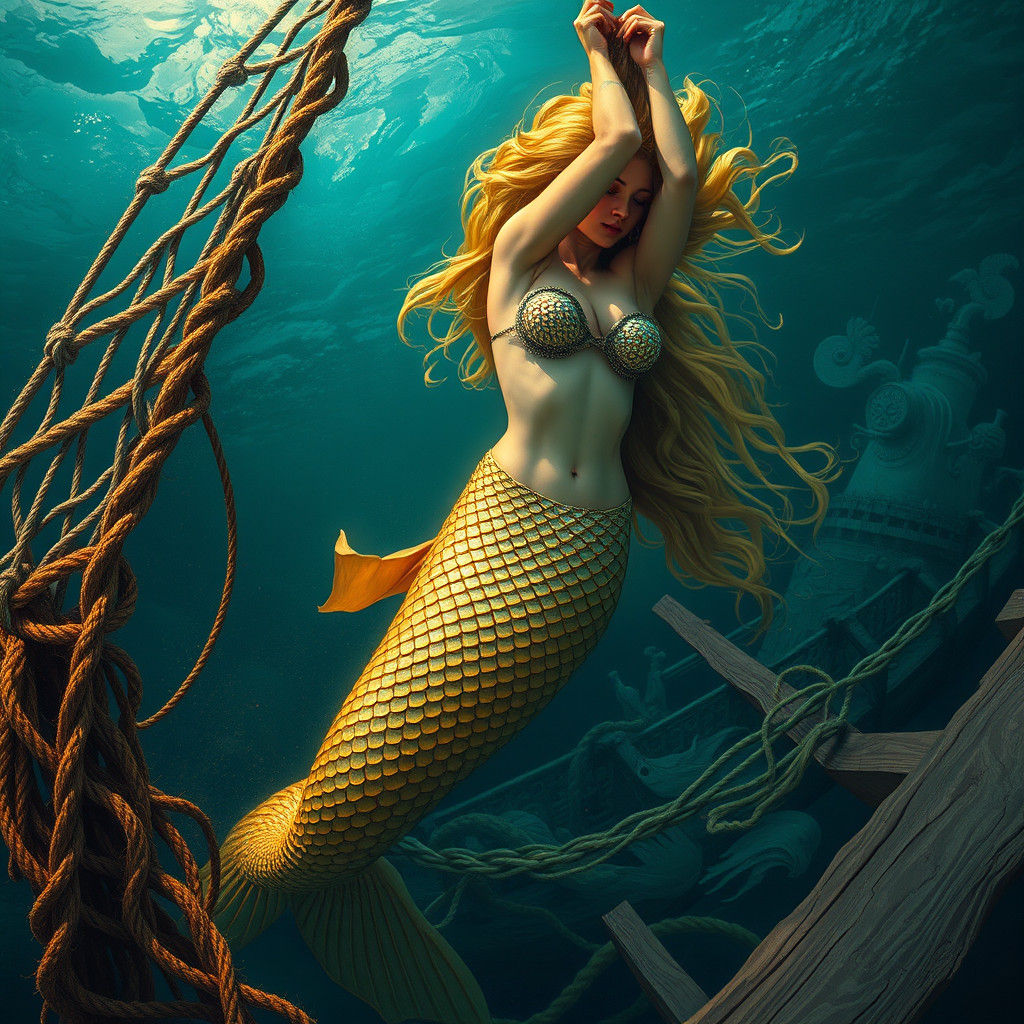 Mermaid's Rescue: Oceanic Fantasy Art