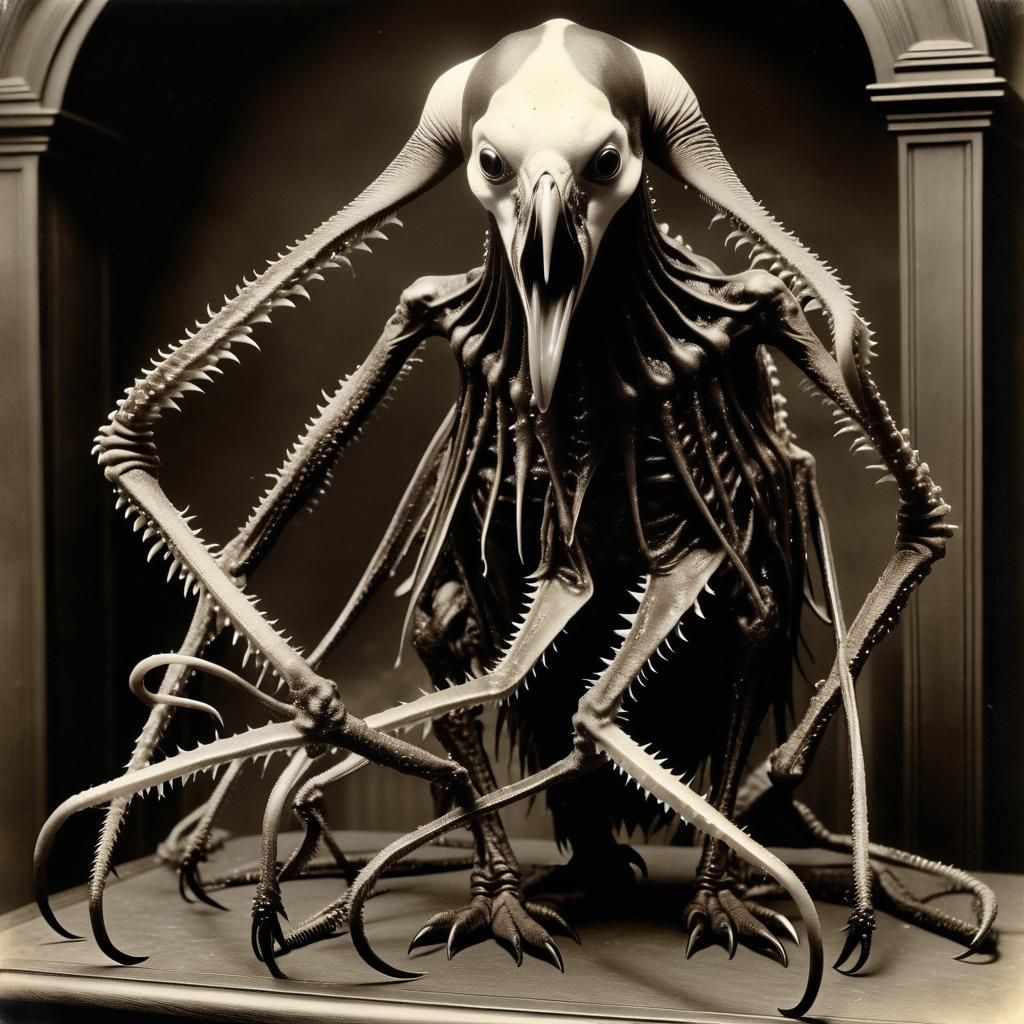 Lovecraftian Horror: Daemon and Penguin in Sepia