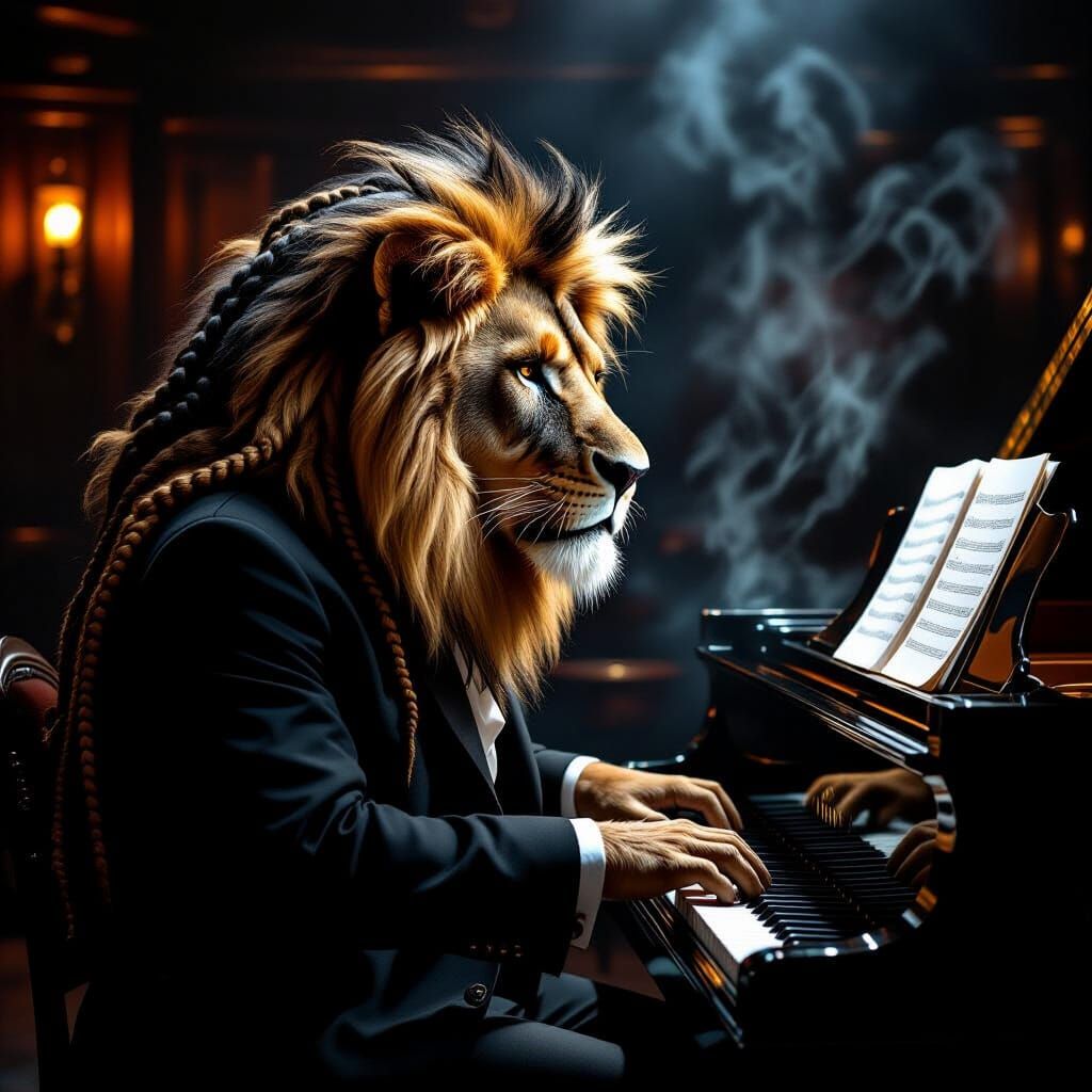 Regal Lion Composes Music in Smoky Jazz Club