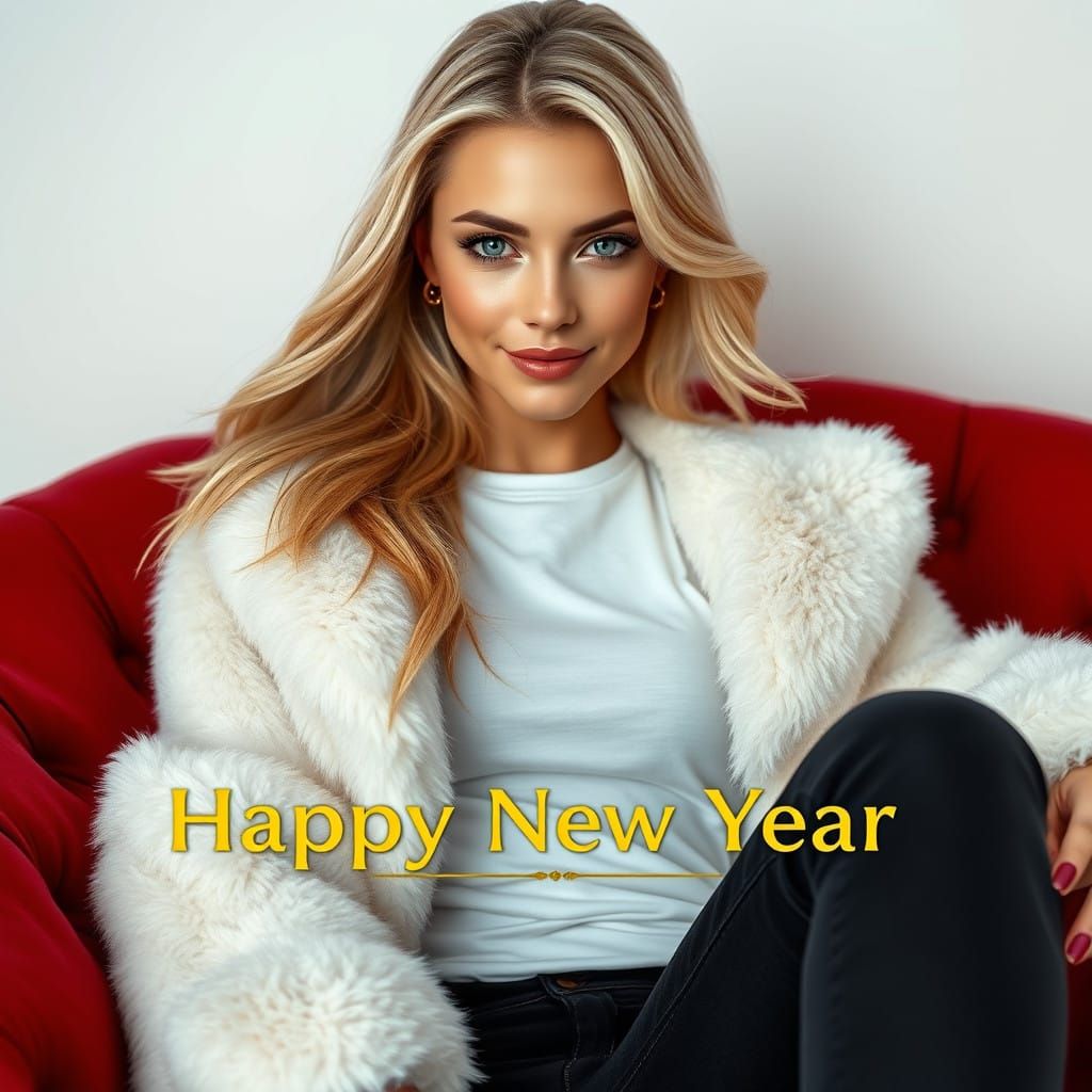 Elegant, High-Fashion Portrait in Snow-White and Crimson