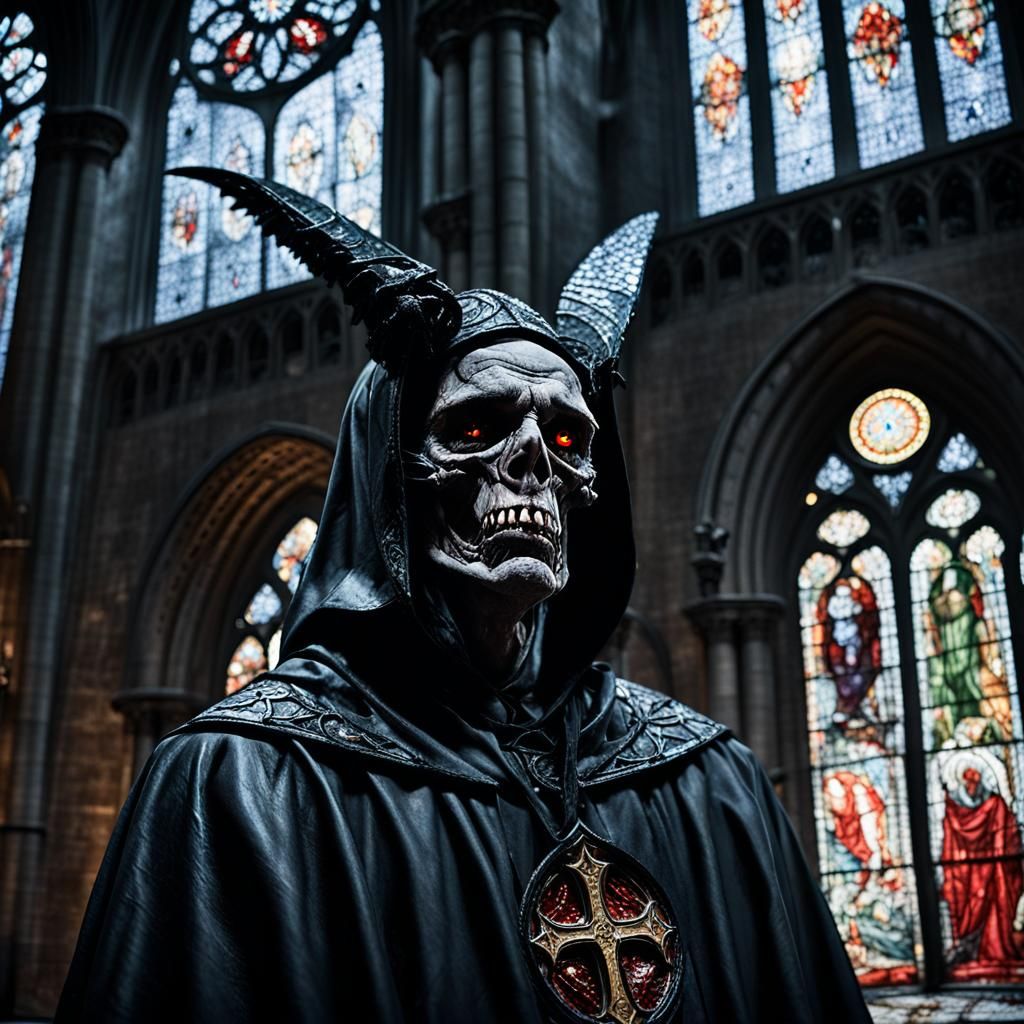 Medieval Dark Folk Illustration of Fallen Angel