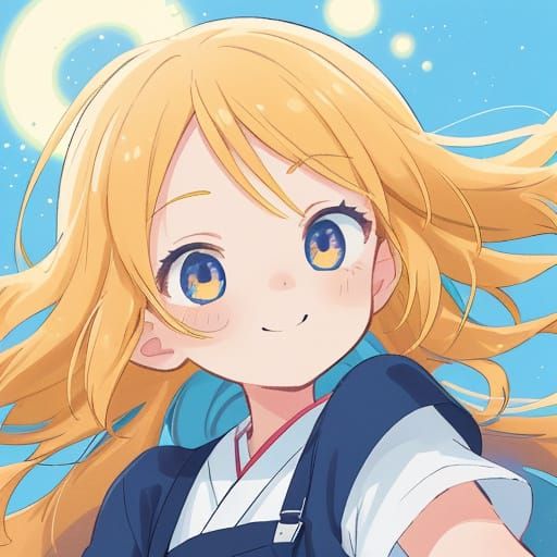 Gentle Anime Girl in Vibrant Japanese Sunset Colors