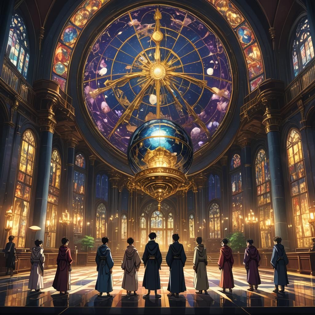 Illuminati Meeting in Anime Key Visual Style