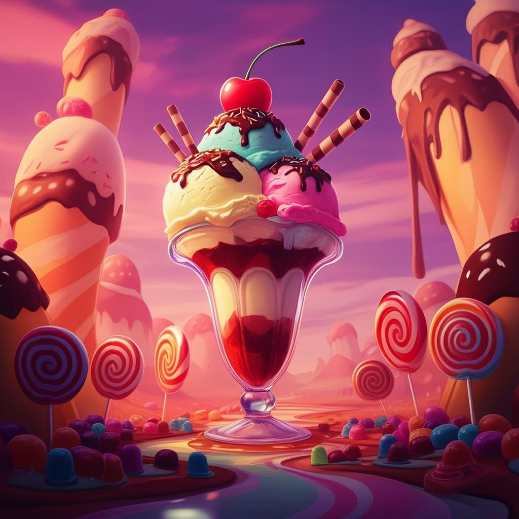 Giant Ice Cream Sundae in Candy Land