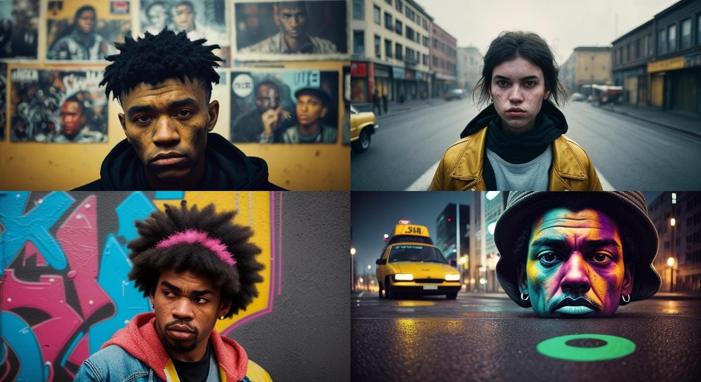 Hip Hop Culture with Music Notes, Portrait