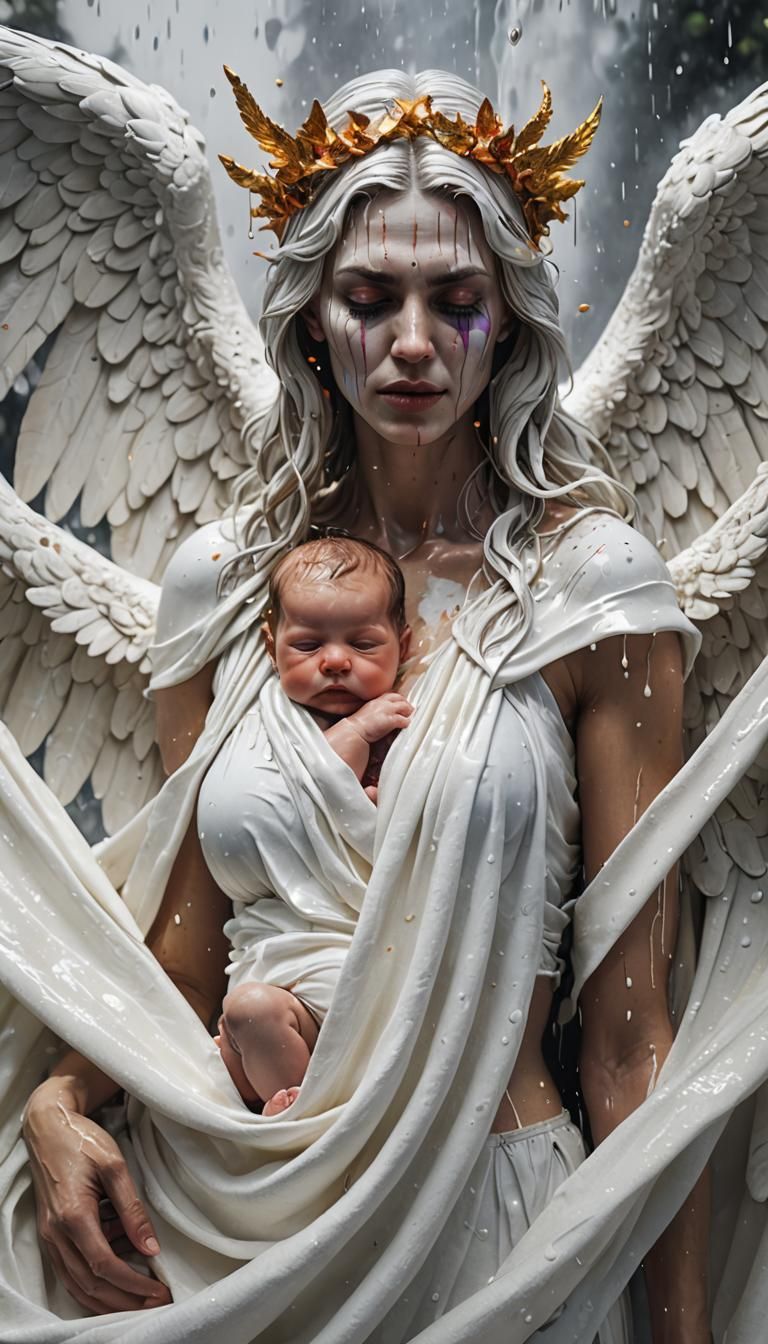 Angelic Parents with Newborn: Hyper-realistic Fantasy Art