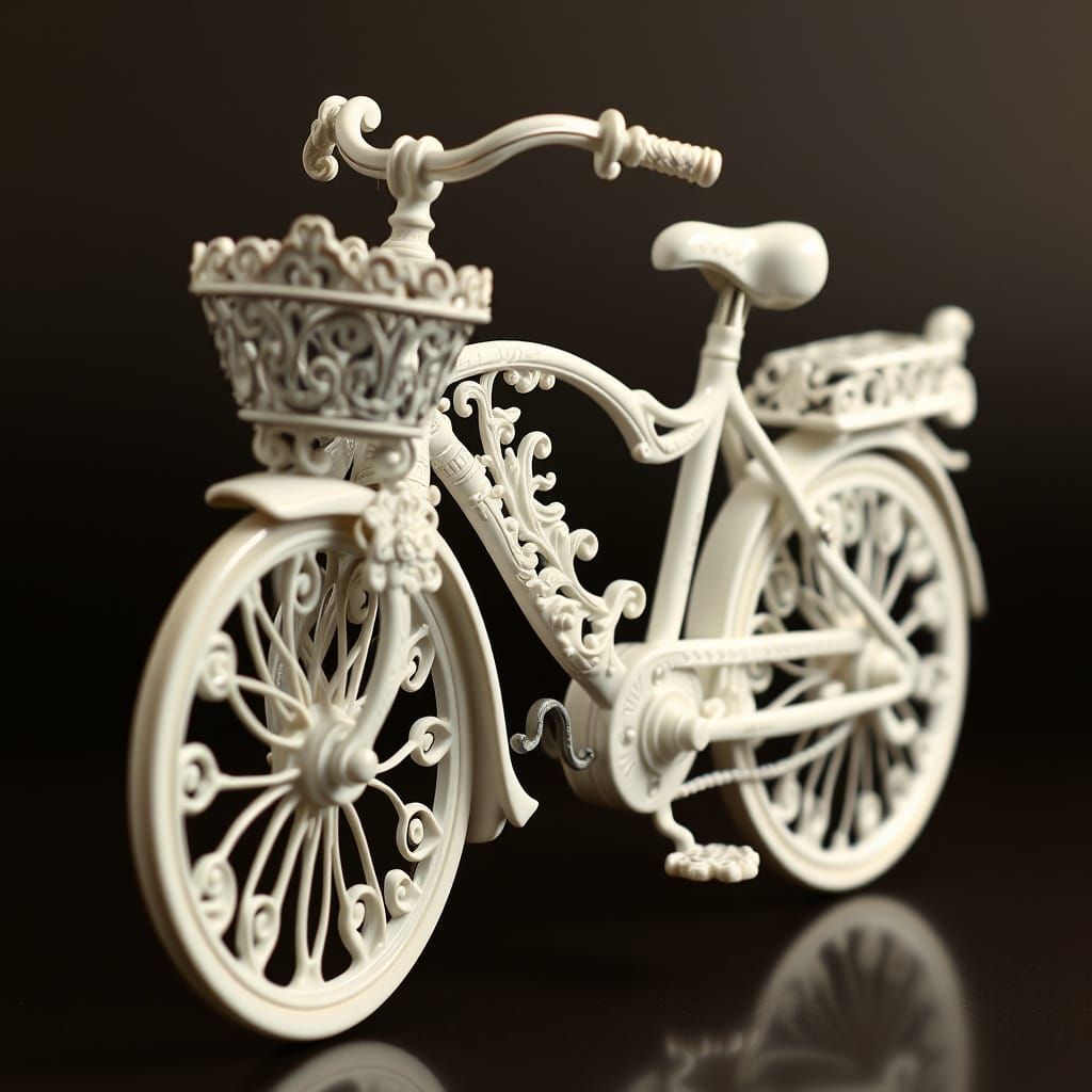 Ornate Porcelain Bicycle in Baroque Art Nouveau Style