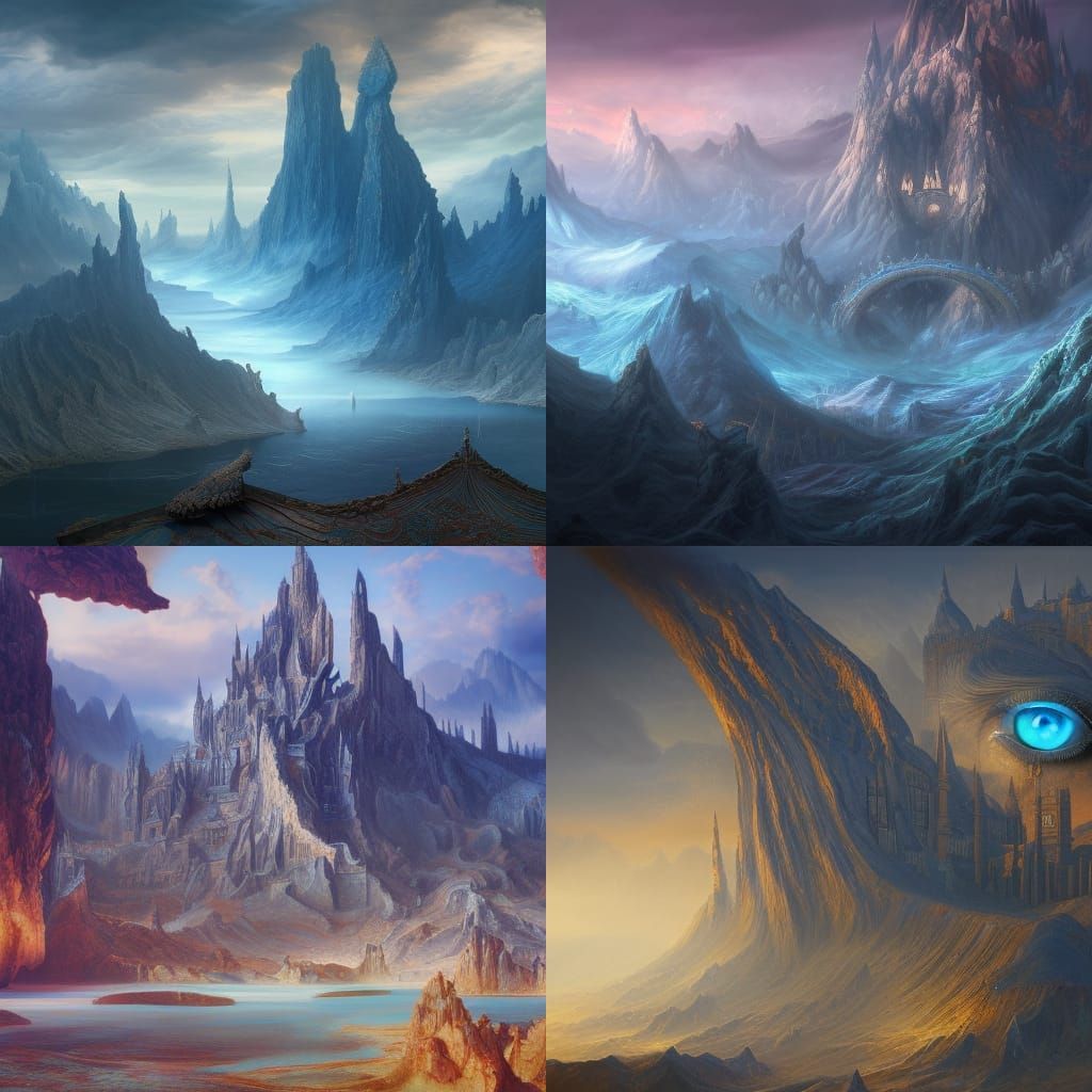 Detailed Blue Eyes Surrealist Matte Painting