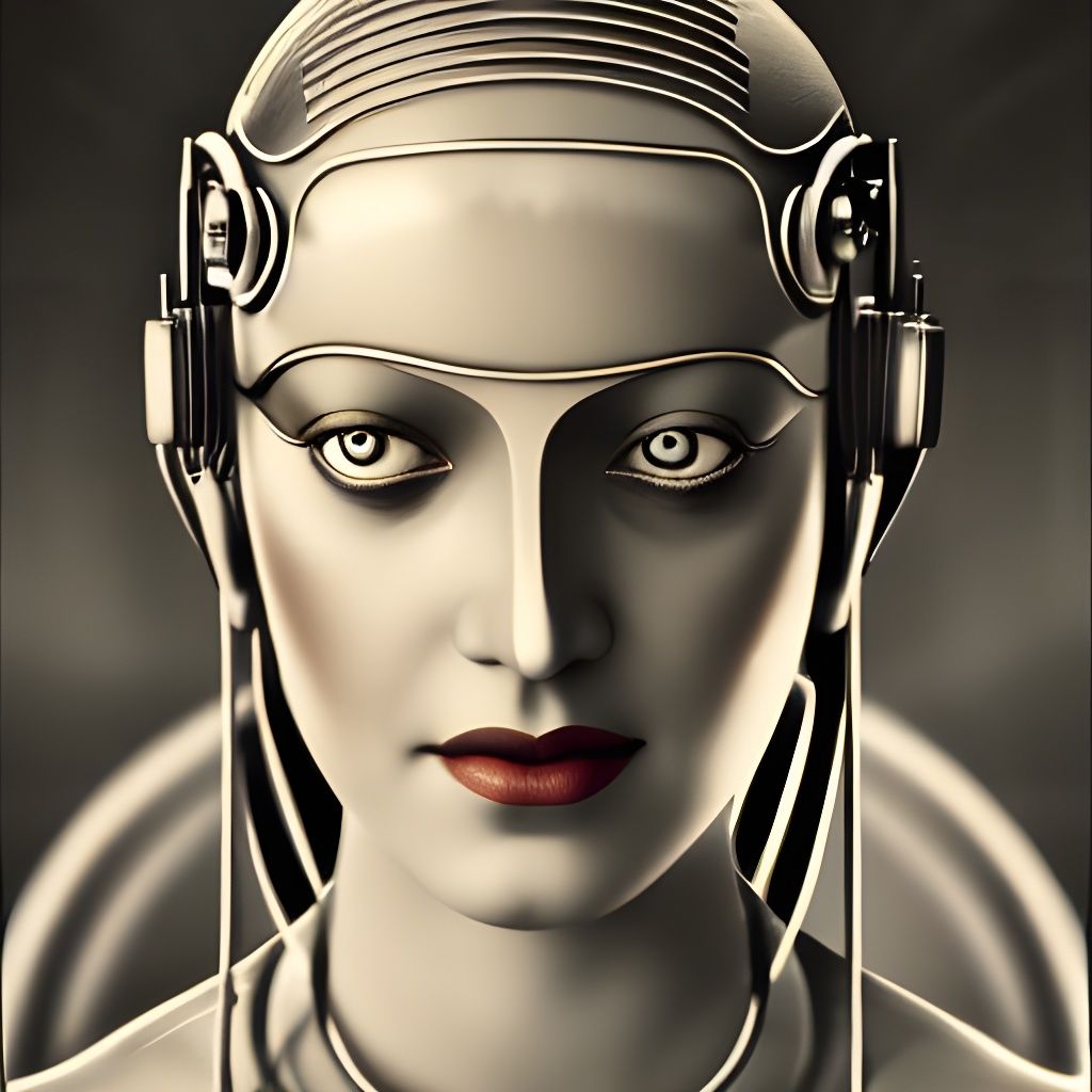 Art Deco Android Nymph in Sepia