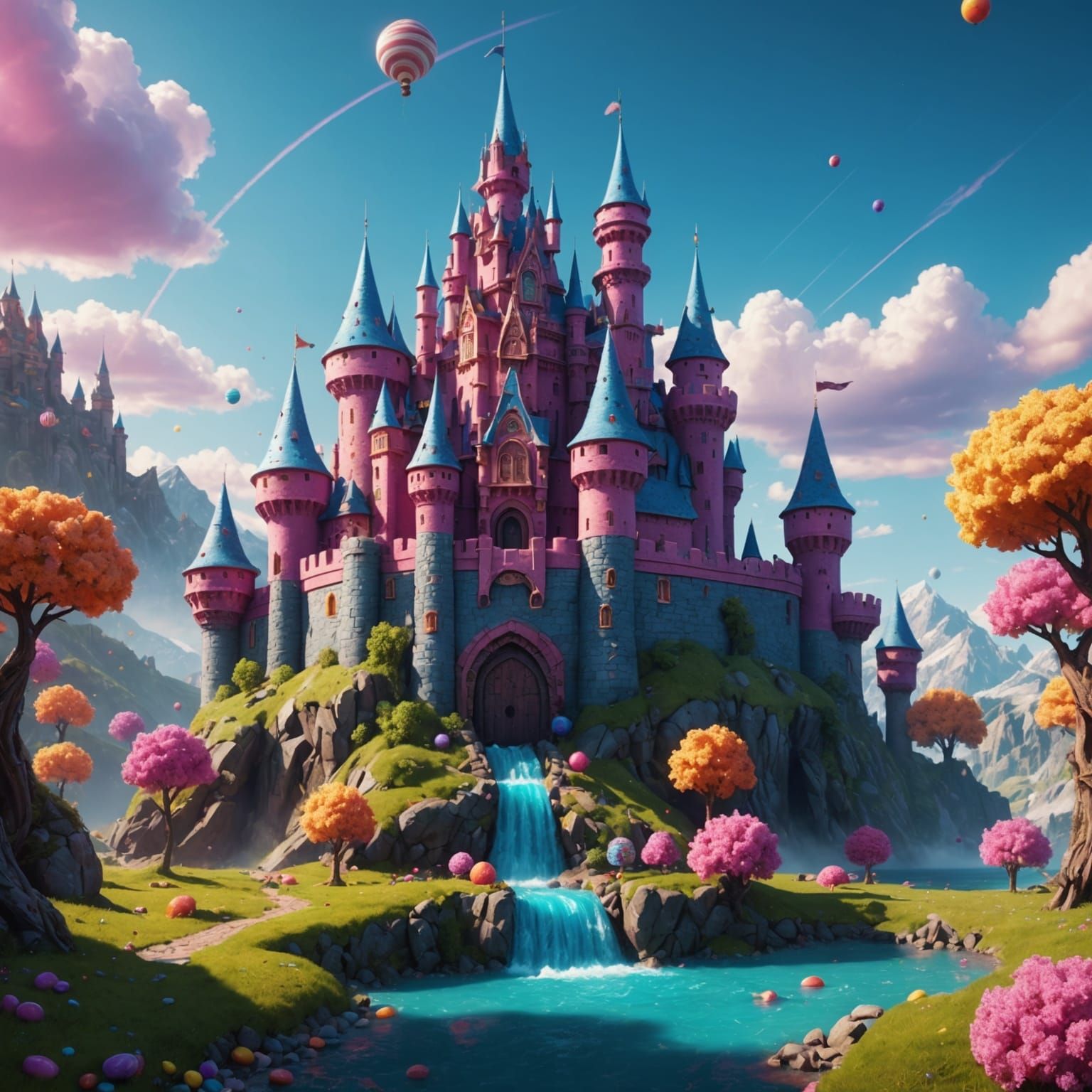 Fantastical Candy Castle in Detailed Matte Painting