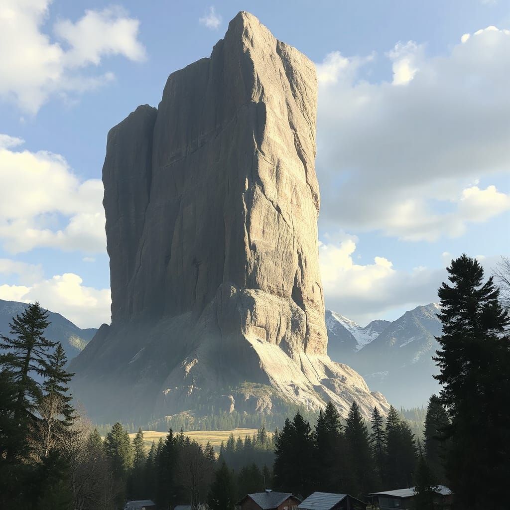 Gigantic Monolithic Structure in Brutalist Style